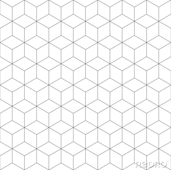 Tapete Seamless geometric pattern. Cubic hexagon texture. Rhomb mesh background.