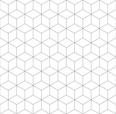 Tapete Seamless geometric pattern. Cubic hexagon texture. Rhomb mesh background.