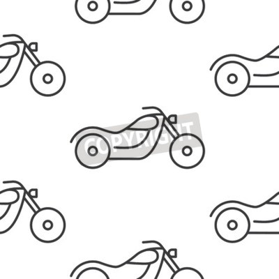 Tapete Seamless motorcycle icons pattern grey vector on white background