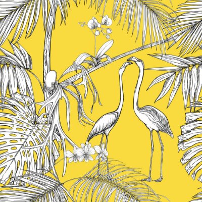 Sticker Seamless pattern, background. with tropical plants