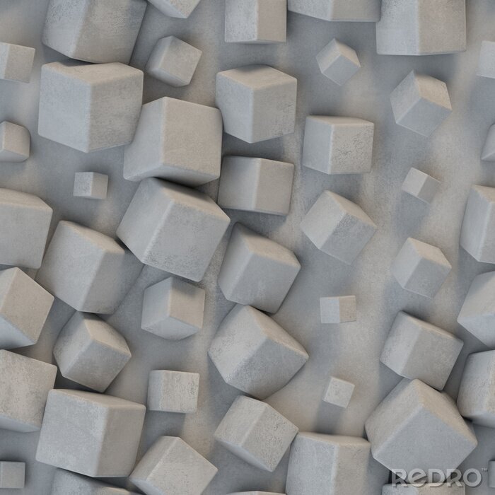 Tapete Seamless pattern concrete cubes 3D rendering