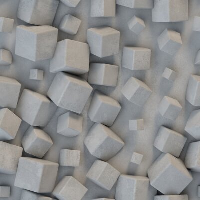 Tapete Seamless pattern concrete cubes 3D rendering