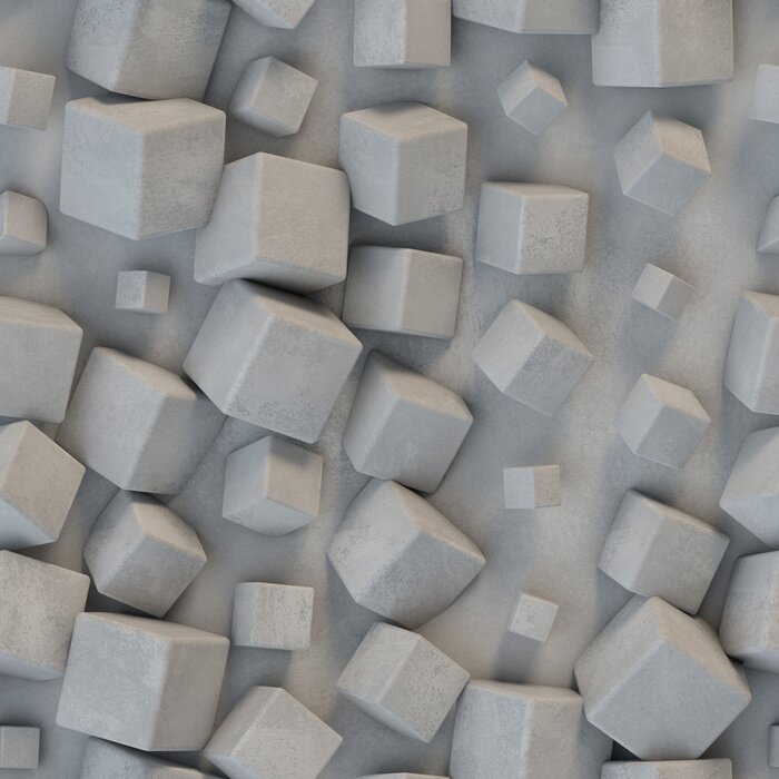 Tapete Seamless pattern concrete cubes 3D rendering