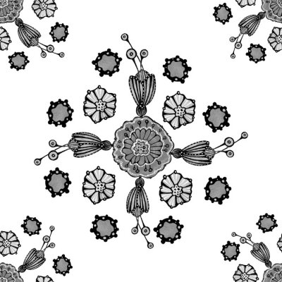 Tapete Seamless pattern of abstract flowers poppy, sunflower. Graphics on a watercolor background, for the design of backgrounds, packages, wrappers, wallpapers, prints, invitations