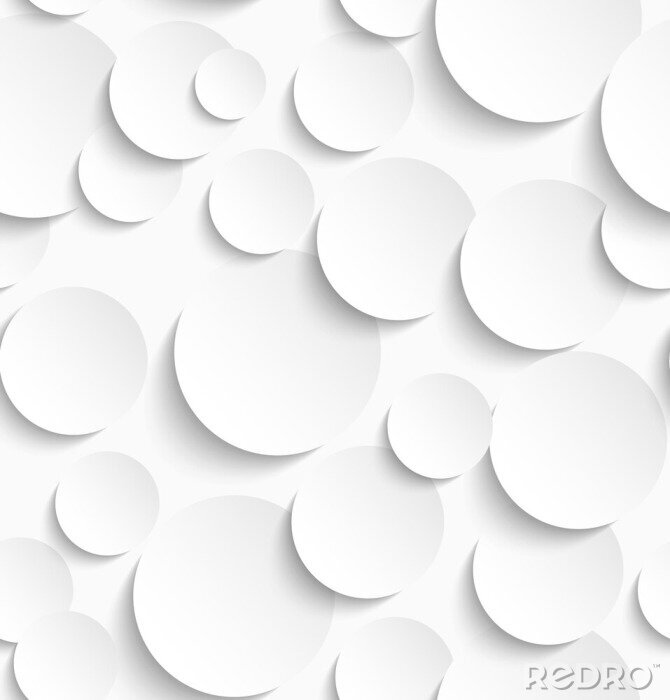 Tapete Seamless pattern of white circles with drop shadows
