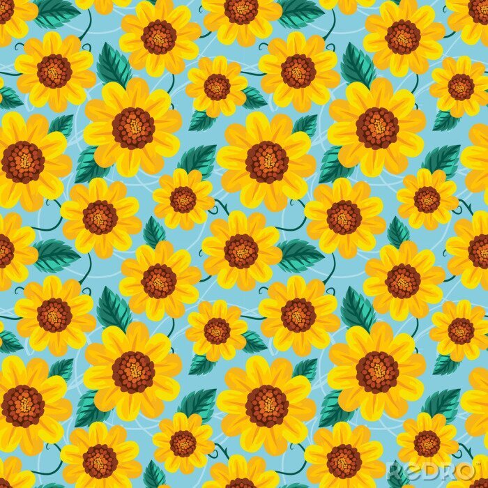 Tapete Seamless pattern sunflower