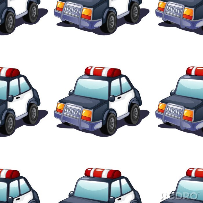 Tapete Seamless pattern tile cartoon with police car