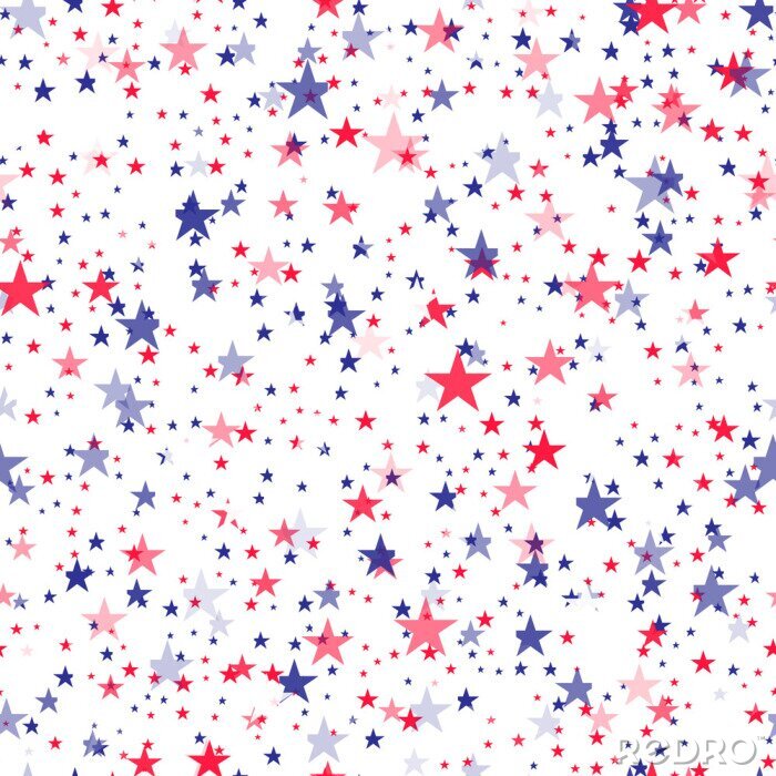 Tapete Seamless pattern with blue and red stars. Vector