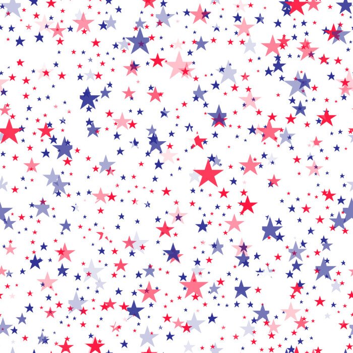 Tapete Seamless pattern with blue and red stars. Vector