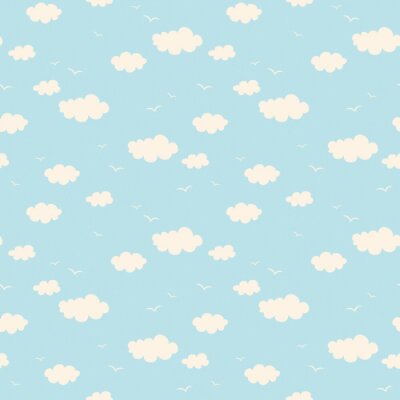 Tapete seamless pattern with clouds and birds