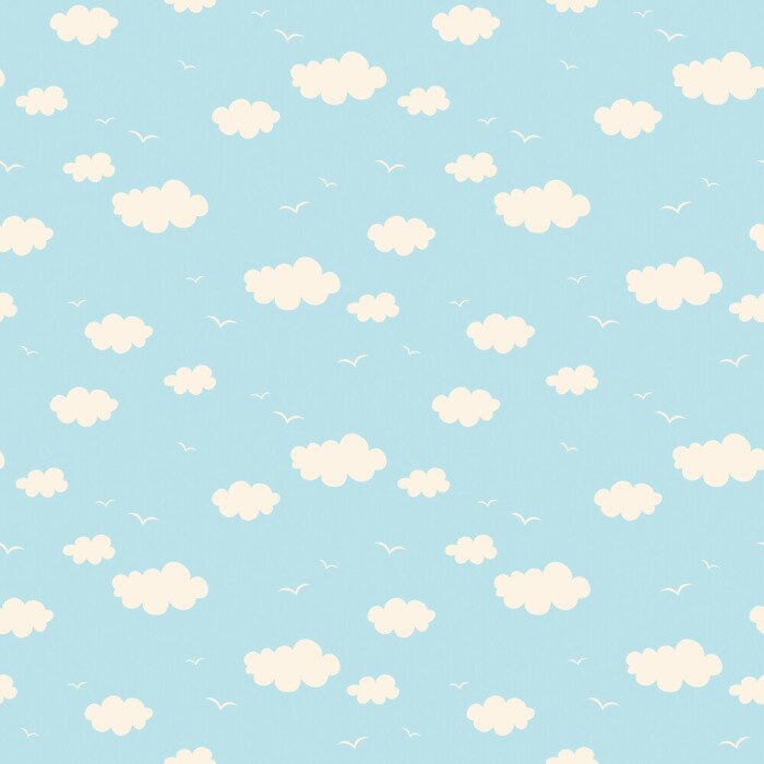 Tapete seamless pattern with clouds and birds