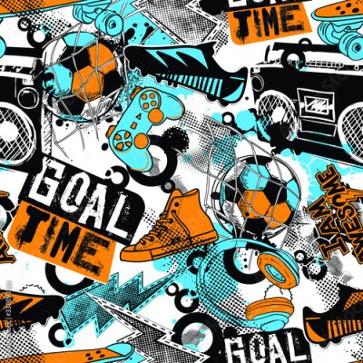 Tapete seamless pattern with football ball. soccer background