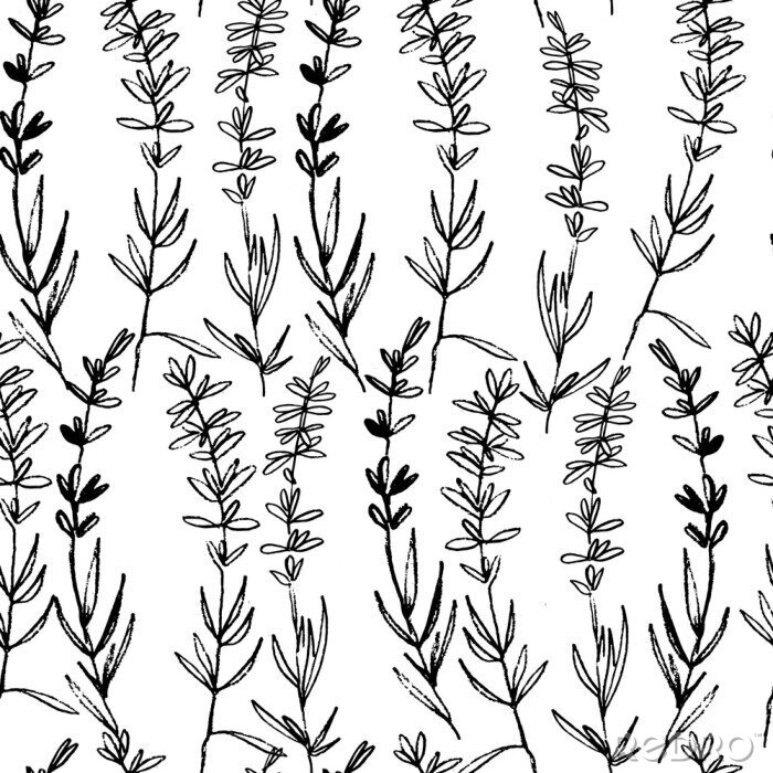 Tapete Seamless pattern with hand drawn lavender plants for surface design and other design projects