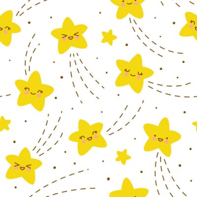 Tapete Seamless pattern with kawaii stars