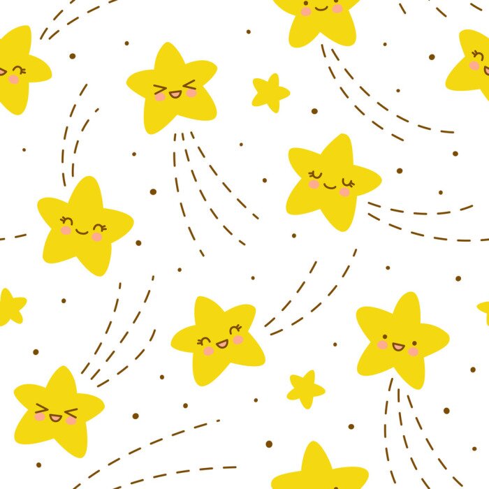 Tapete Seamless pattern with kawaii stars