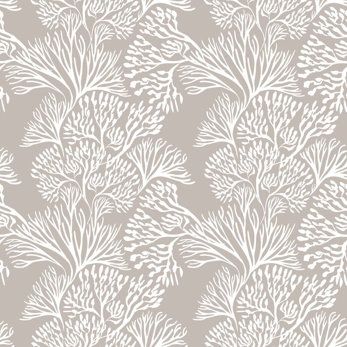 Tapete Seamless pattern with marine plants. Corals and algae. Watercolor pattern. Suitable for textile design, paper, wedding decor.