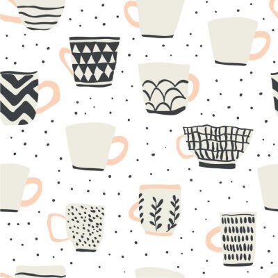 Tapete seamless pattern with scandinavian style cups