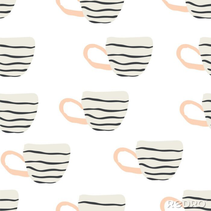 Tapete seamless pattern with scandinavian style cups
