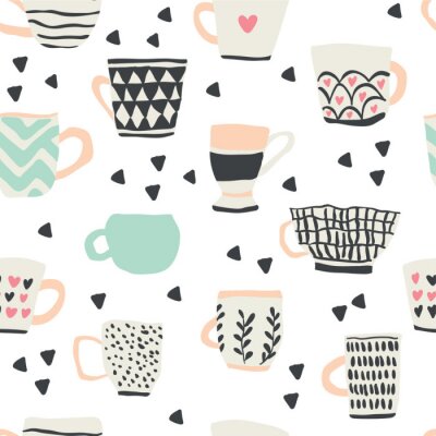 Tapete seamless pattern with scandinavian style cups