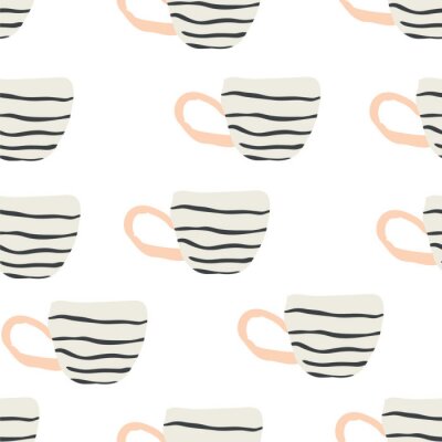 Tapete seamless pattern with scandinavian style cups