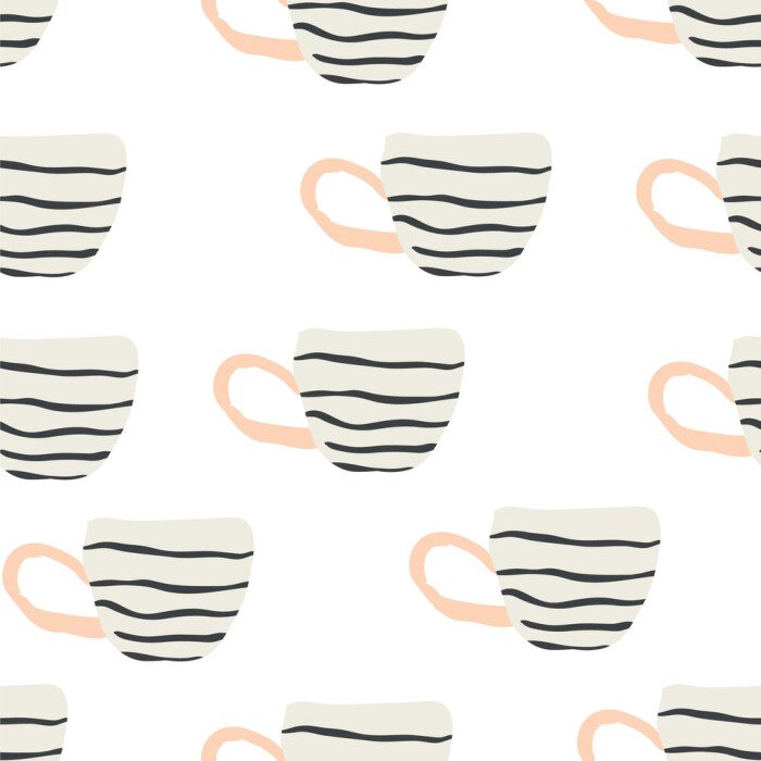 Tapete seamless pattern with scandinavian style cups