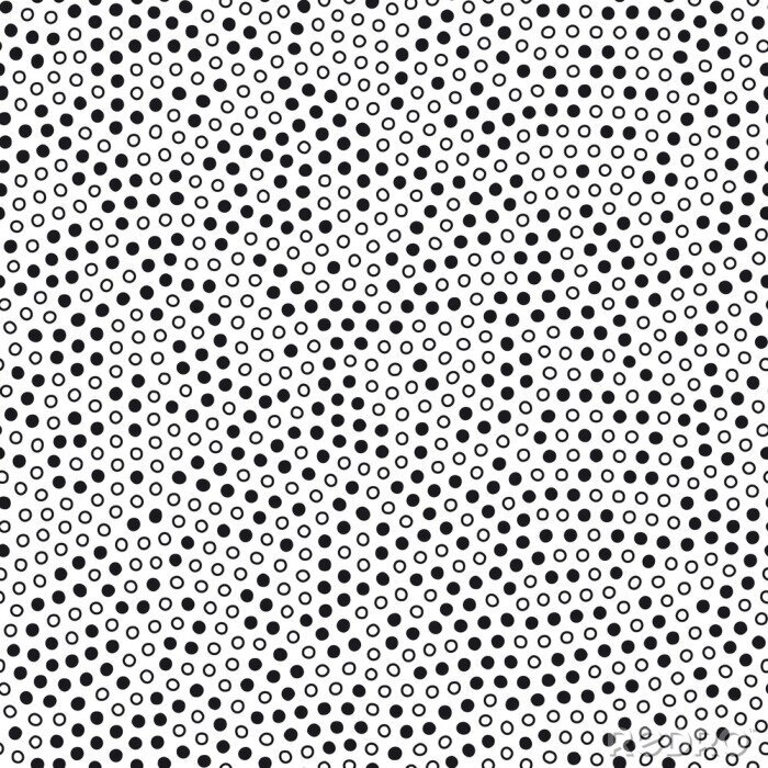 Tapete Seamless pattern with small black circles. Minimalist dots background. Black and white vector texture.