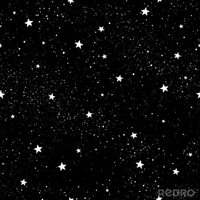 Tapete Seamless pattern with stars. Hand drawn stars texture. Night starry sky.