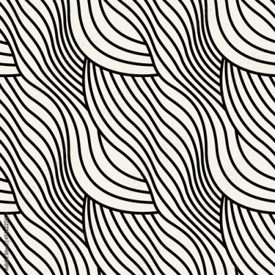 Tapete Seamless pattern with striped tapes. Monochrome abstract background. Vector bold tapes.