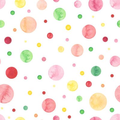 Tapete Seamless Pattern With Watercolor Light Pink And Green Circles