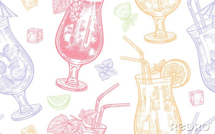 Tapete Seamless pattern with wine drinking.