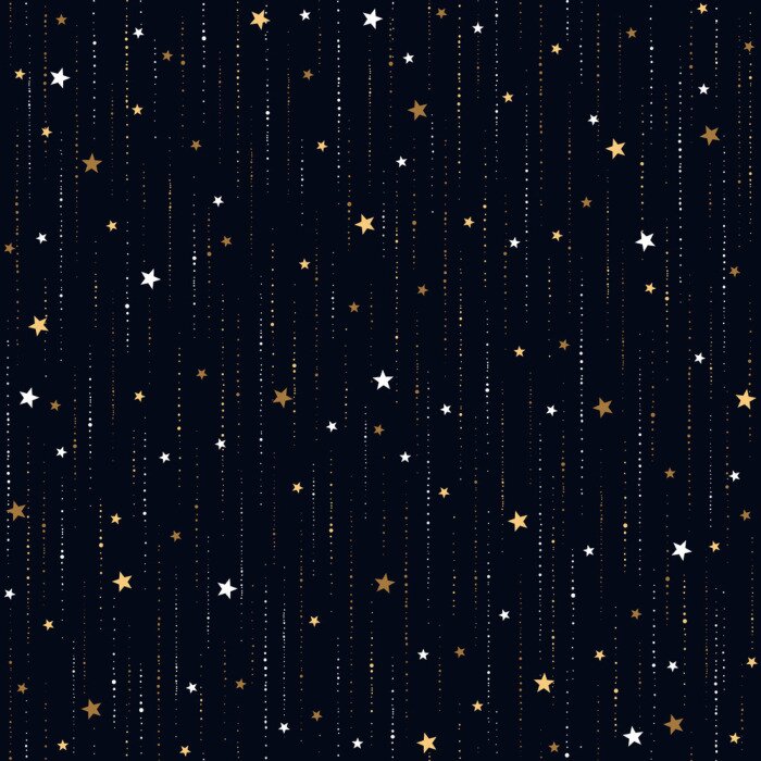 Tapete Seamless space pattern with gold star rain on dark blue background