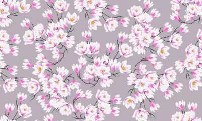 Seamless spring pattern with magnolias. Design of fabric for elegant summer dress