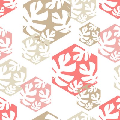 Tapete Sechsecke mit Blättern