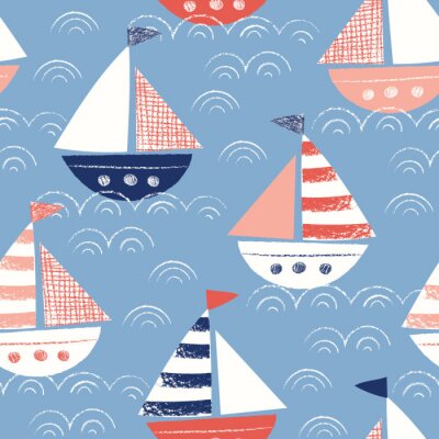 Tapete Segelboote cartoonartig