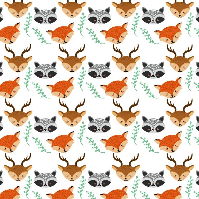 Tapete Set cute Tiere Kopf Hintergrund Design Vektor-Illustration