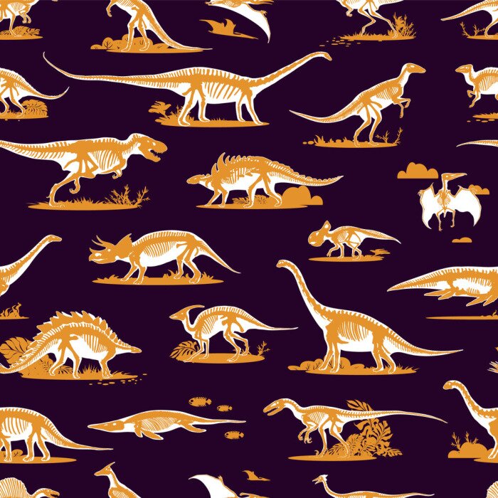 Tapete Silhouetten von Dinosauriern