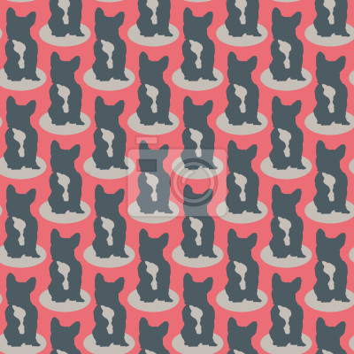 Tapete Sitzende Hunde auf rotem Hintergrund