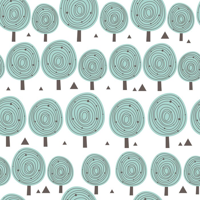 Tapete Skandinavien nahtlose Muster mit Silhouetten von Bäumen, dreieckige Formen. Und gefärbt blau für design - hintergrund