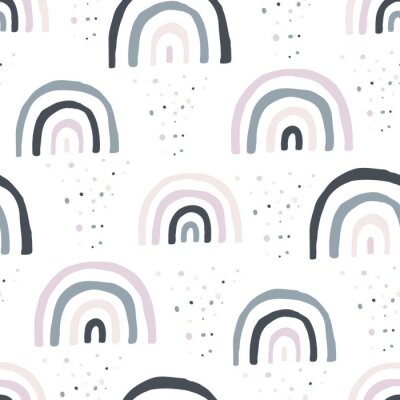 Tapete Skandinavische Kinderregenbögen in Grautönen
