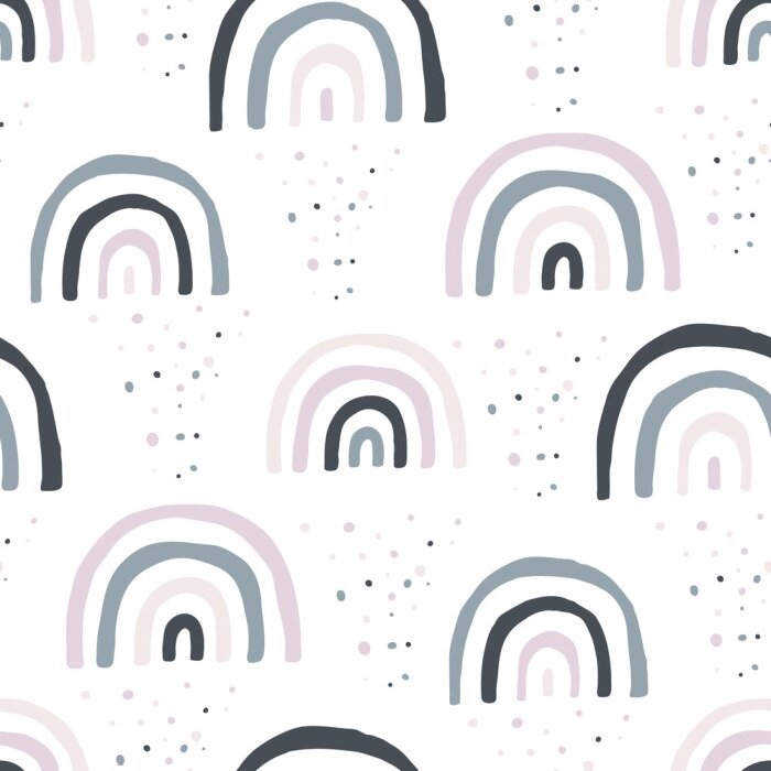 Tapete Skandinavische Kinderregenbögen in Grautönen