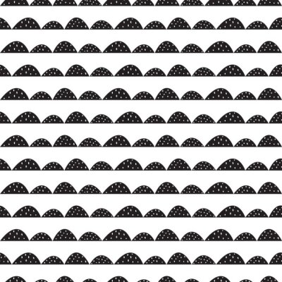 Tapete Skandinavischen nahtlose Schwarz-Weiß-Muster in Hand gezeichneten Stil. Stilisierte Hügelreihen. Wave einfache Muster für Stoff-, Textil-und Baby-Leinen.