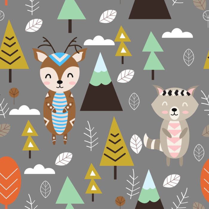 Tapete Skandinavisches Märchenwaldthema