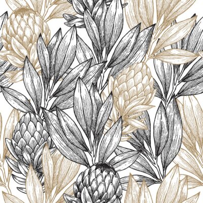 Tapete Skizzierte Blütenknospen