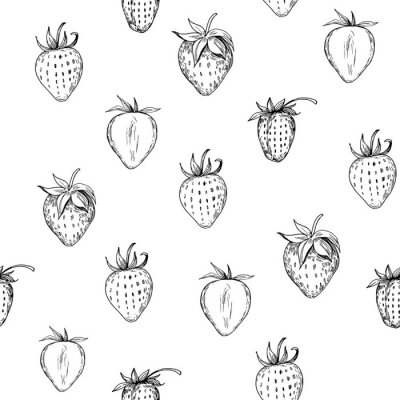 Tapete Skizzierte Erdbeerfrüchte