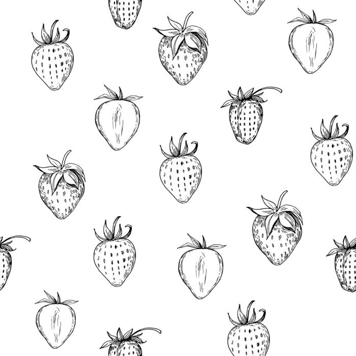 Tapete Skizzierte Erdbeerfrüchte