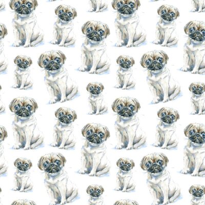 Tapete Skizzierte Hunde Möpse