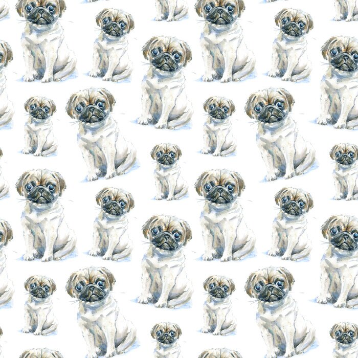 Tapete Skizzierte Hunde Möpse