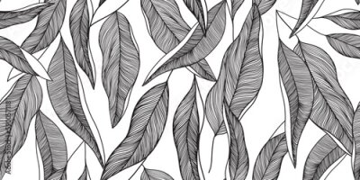 Tapete Skizzierte schmale Palmblätter