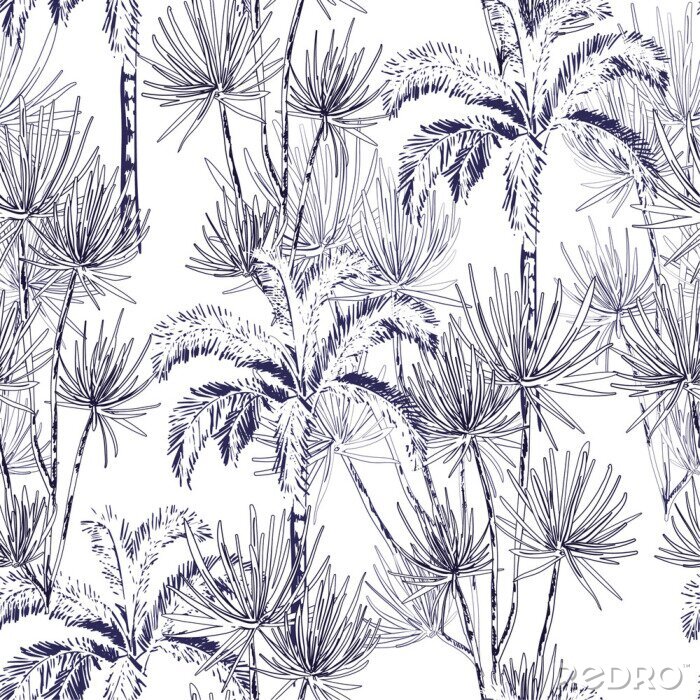Tapete Skizzierte tropische Palmen