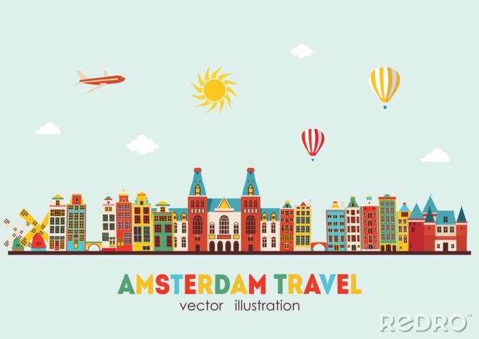 Tapete Skyline von Amsterdam. Abbildung